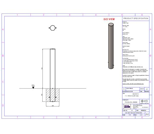 essentials flat top bollard dims