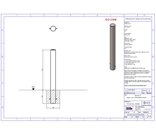 semi dome top stainless steel bollard spec