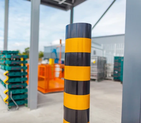 black and white service bollard