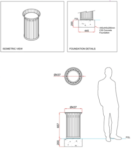 Ollerton M3 Contemporary Stainless Steel Flared Top 40L Litter Bin