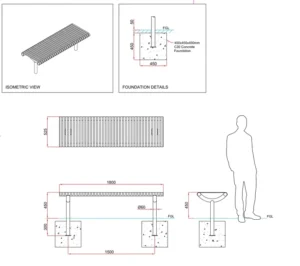 Ollerton M3 Contemporary Straight Stainless Steel Bench