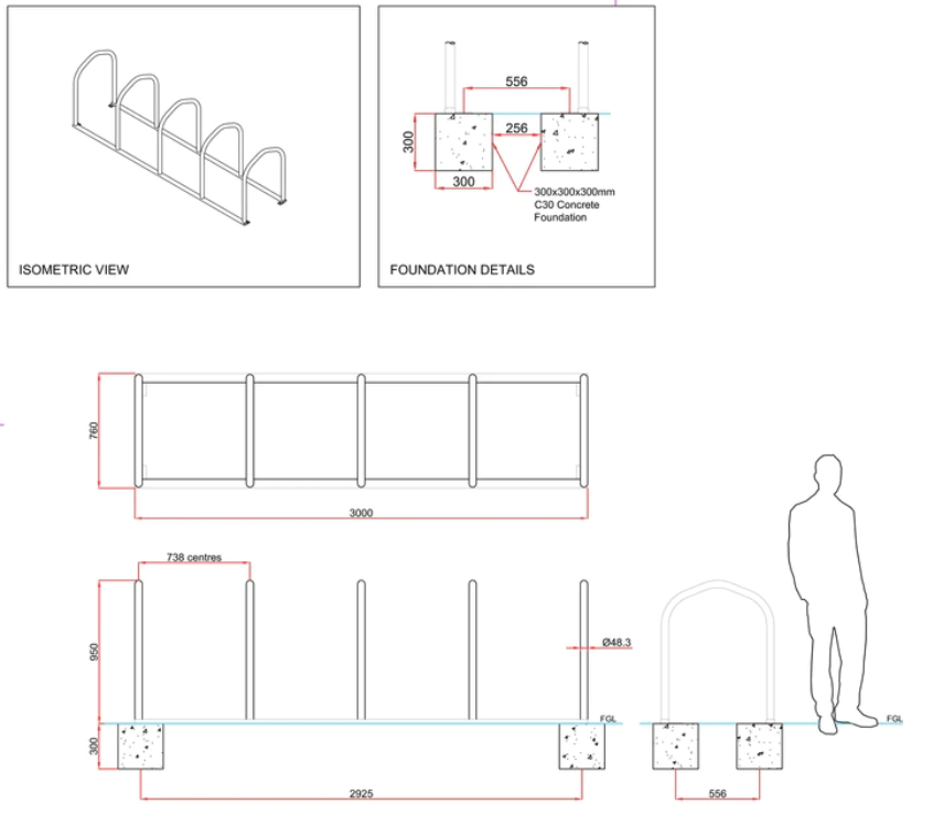 R10 Senior Galvanised Steel Cycle Rack 10