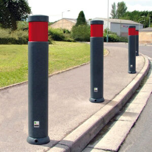 grey bollards on pathway