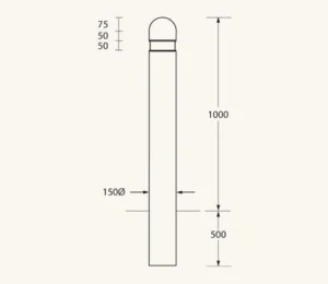 Circular Timber Bollard with Rounded Top spec