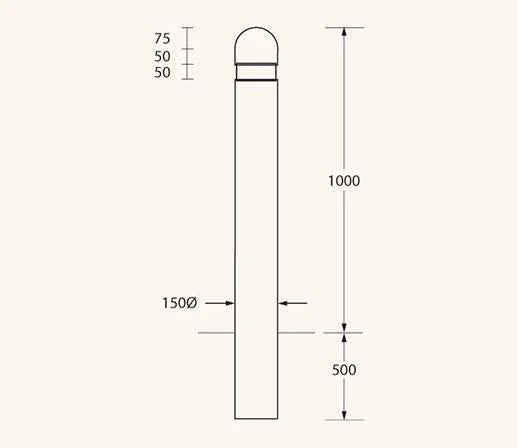 Circular Timber Bollard with Rounded Top spec