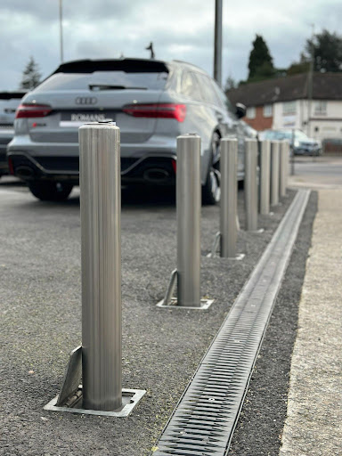 Bollard installation at Romans International by Rhino Security